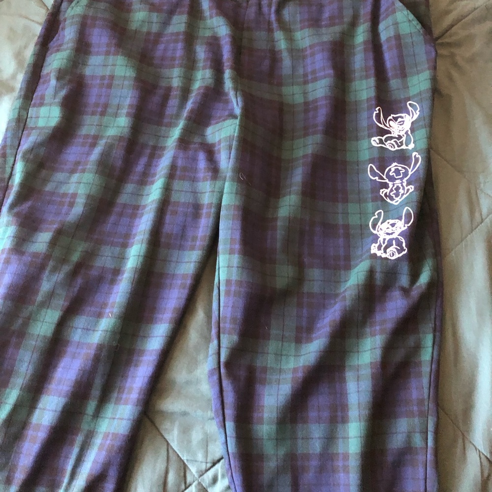 Adult Plaid Purple & Green Pants with Character Print